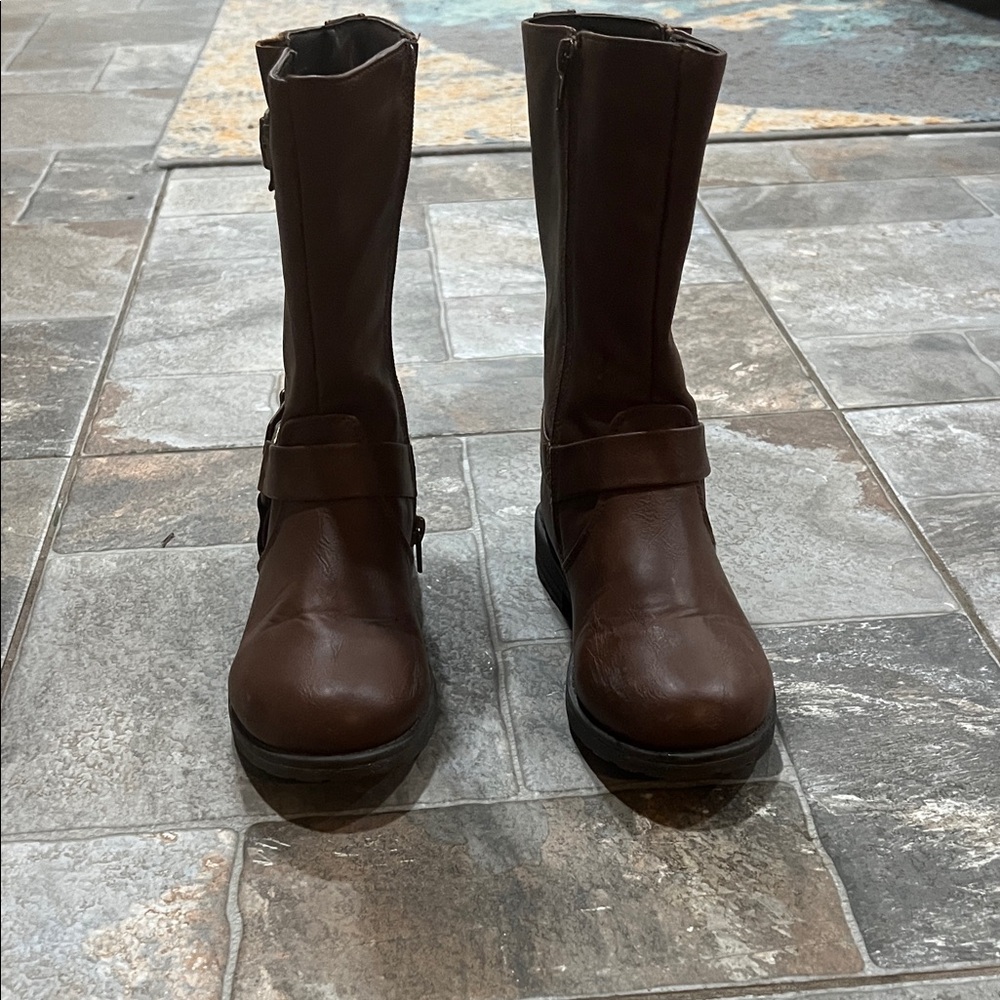 Little Girl Size 1 Faux Leather Knee-High Fabkids Riding Boots